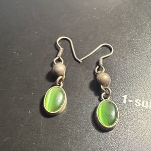 Elegant Sterling Silver Green Dangle Earrings
